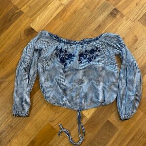 Hollister size extra small blue and white check top